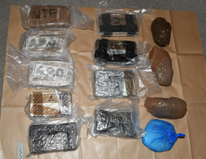 Seized parcels containing drugs.