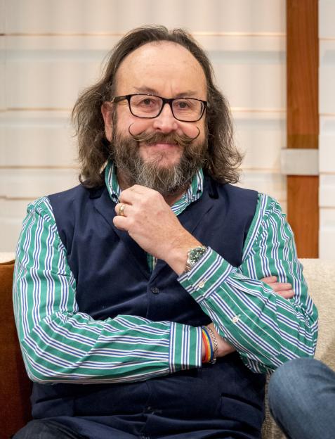 Si King, one of the Hairy Bikers, posing during an interview on the "Good Morning Britain" TV show.