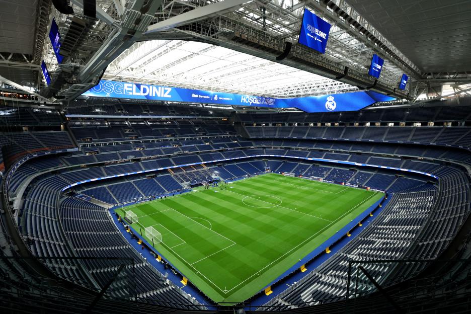 General view of the Estadio Santiago Bernabeu stadium in Madrid, Spain, prior to the UEFA Champions League match between Real Madrid C.F. and SL Benfica.