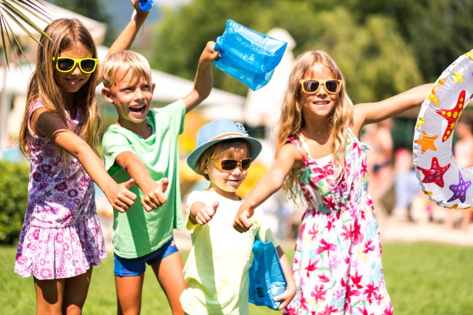 happy kids at hotel resort