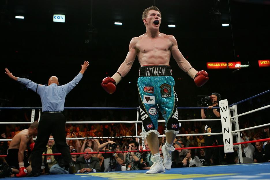 Ricky Hatton reacting after knocking out Jose Luis Castillo in the fourth round.