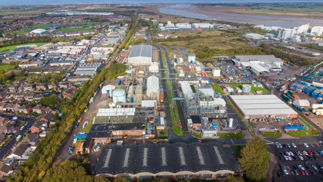 Aerial view of the ICI chemical plant in Thornton-Cleveleys.
