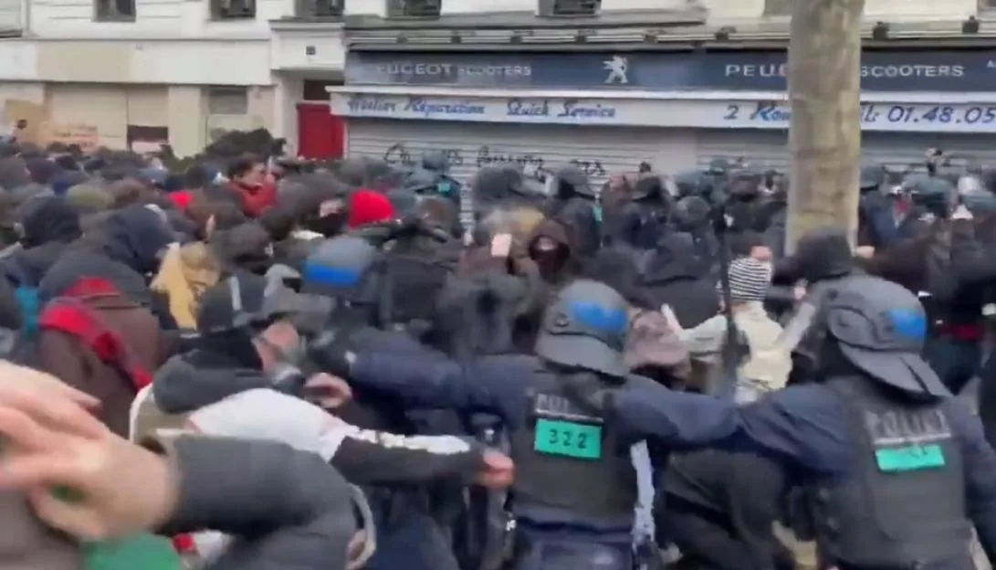 Thousands of French students clash with cops & hurl projectiles in nationwide riots – as hundreds of teens arrested