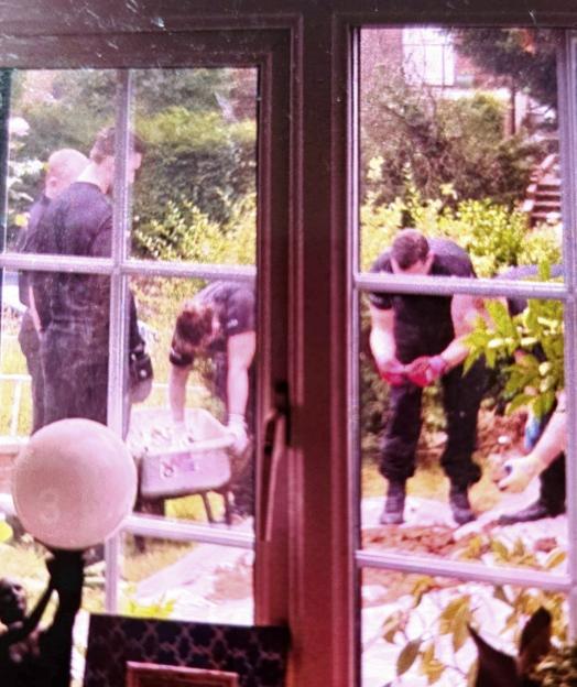 Human bones uncovered in Ross Sedger's garden.