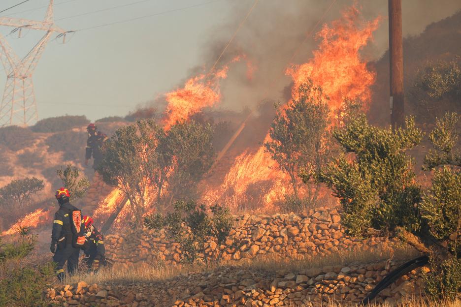 Wildfire burns in Ierapetra on the island of Crete