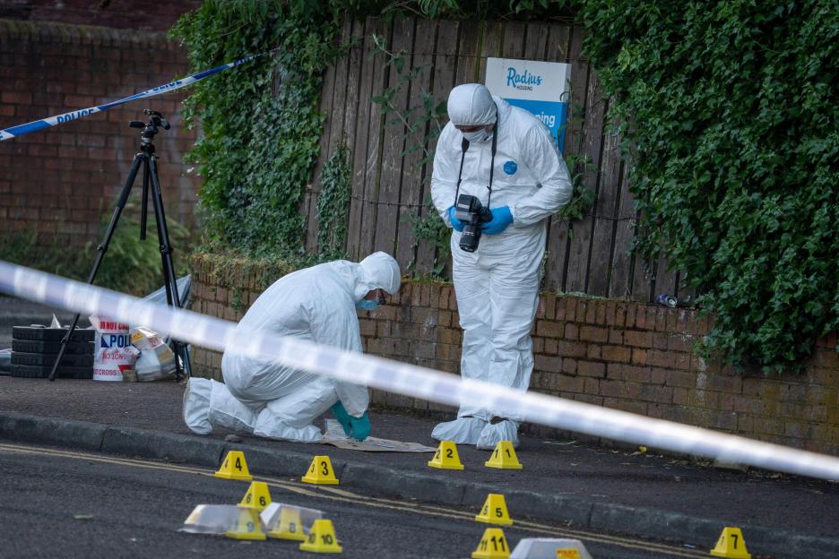 North Belfast, Northern Ireland. 9 June 2026. Police officers remain at the scene of a serious stabbing incident on Kinnaird Avenue in north Belfast. The PSNI said officers were called to the area shortly after 10.30pm on 8 June following reports of