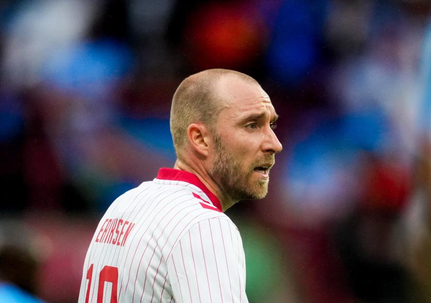 Christian Eriksen in his Denmark national team jersey.