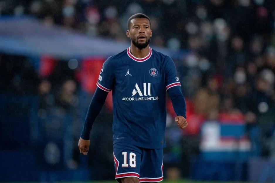 Georginio Wijnaldum in his Paris Saint-Germain kit during a UEFA Champions League match.