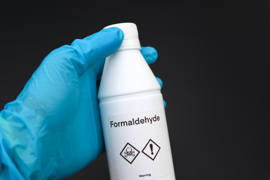 Formaldehyde in bottle, chemical in the laboratory