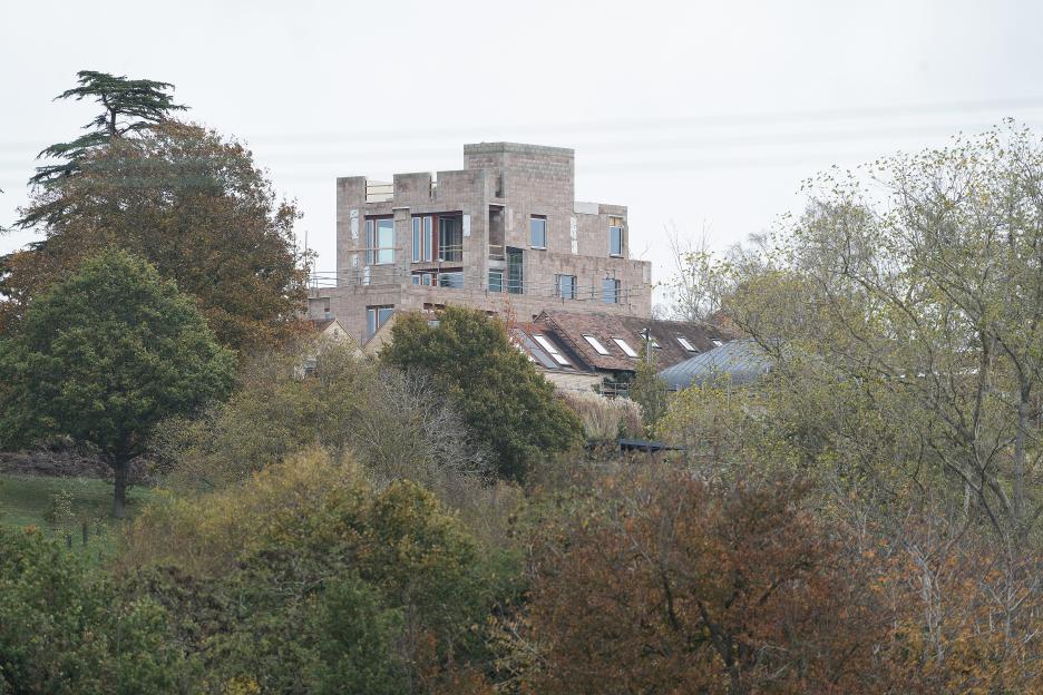 View of the village of Oversley Castle in Wixford, Warwickshire.