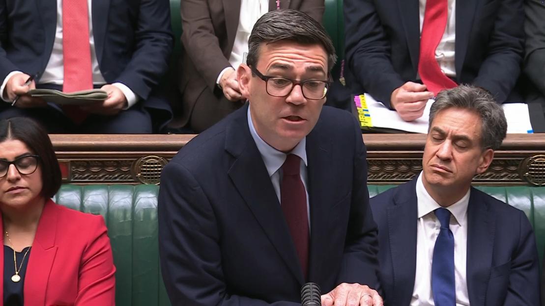 Prime Minister Andy Burnham speaking during Prime Minister's Questions in the House of Commons.