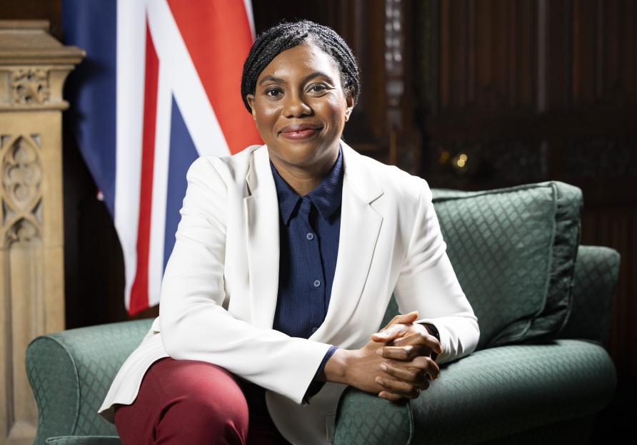 Kemi Badenoch, Leader of the Opposition, in her House of Commons office.
