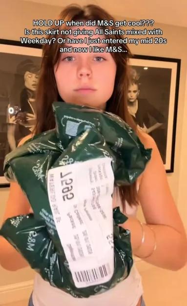 'Is M&S the New Cool? Gen Z Fashionista Scores a Chic Skirt for £125 Less, Channeling All Saints Vibes!'