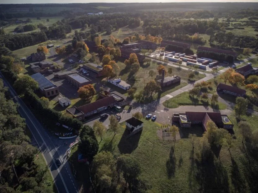 Aerial view of MOD Barnham in Suffolk, proposed site for a government migrant camp.