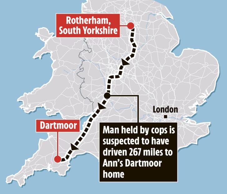 Illustration of a map of England showing a 267-mile route from Rotherham, South Yorkshire, to Dartmoor, with a text box explaining the significance of the route.