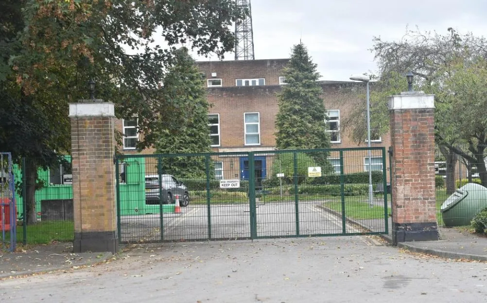 The locked gates of the former RAF Linton-on-Ouse base.