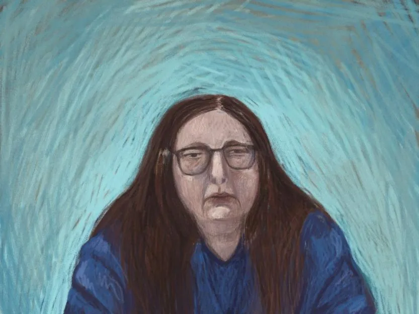 Illustration of Erin Patterson attending court proceedings via video link.