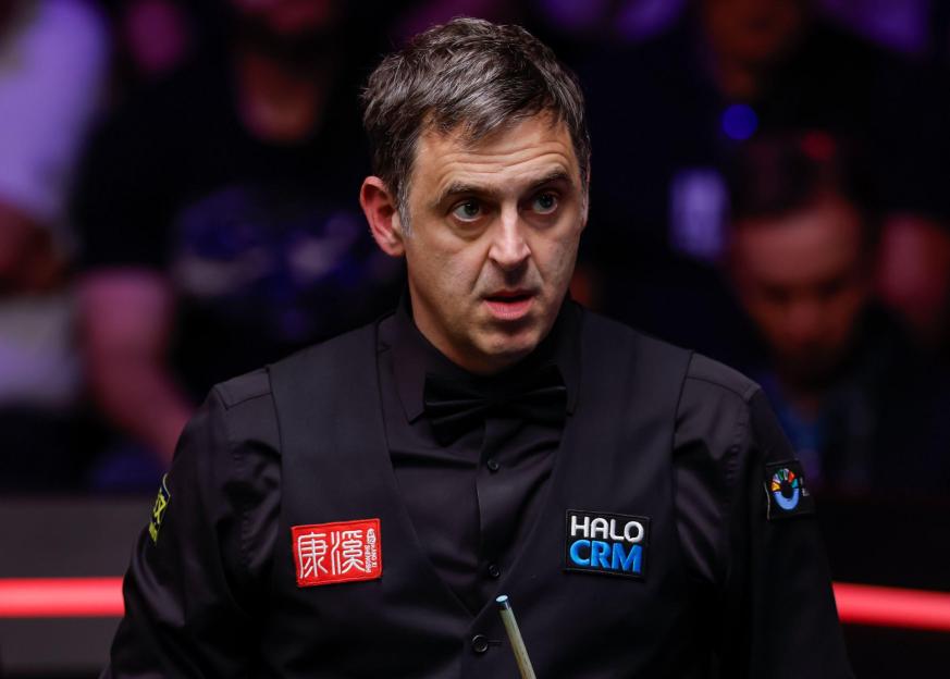 Ronnie O'Sullivan during the John Higgins vs Ronnie O'Sullivan Halo World Championship 2026 match at The Crucible, Sheffield.