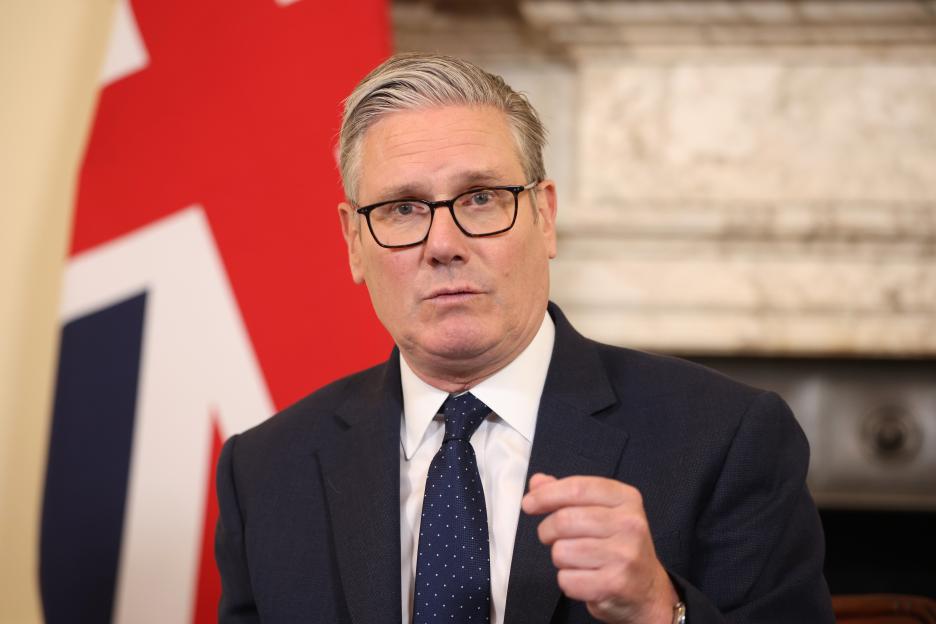 Prime Minister Keir Starmer at a meeting of criminal justice agencies following an attack in London.