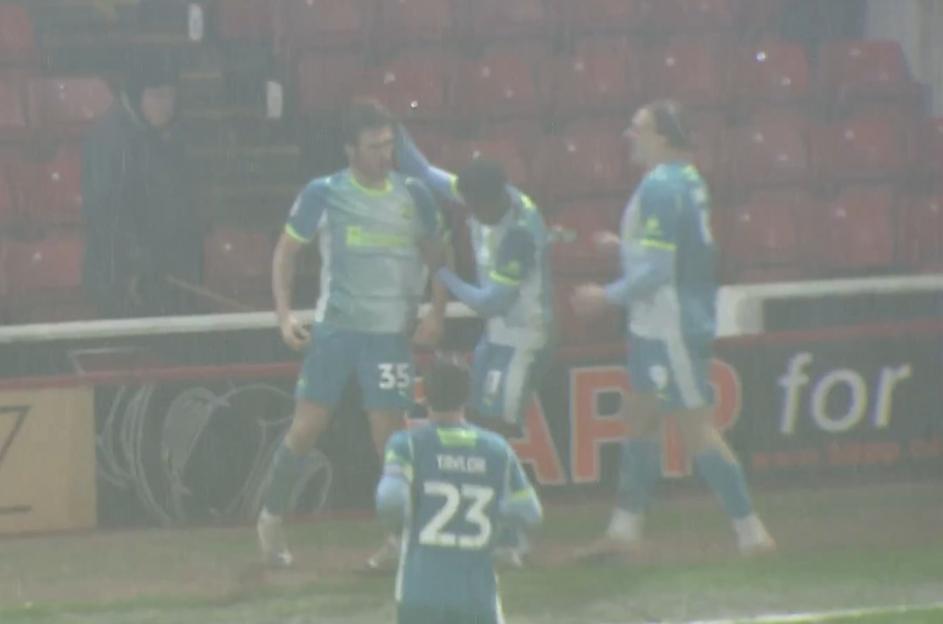 Max Dyche scores a goal for Northampton.