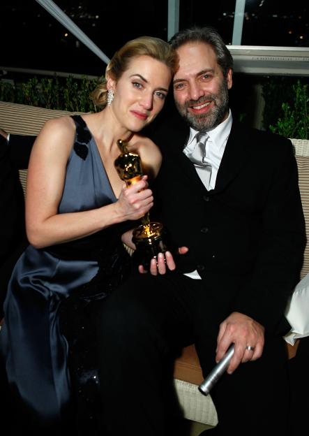 Actress Kate Winslet and director Sam Mendes attend the 2009 Vanity Fair Oscar party.