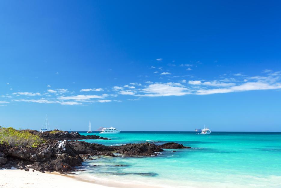 Bacha Beach and pristine water on Santa Cruz island in the Galapagos Island in Ecuador