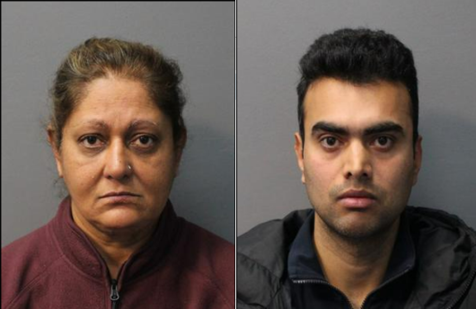 Mugshots of convicted cocaine exporters Arti Dhir and Kavaljitsinh Raijada.