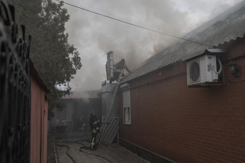 Aftermath of Russian attack on Donetsk, Ukraine