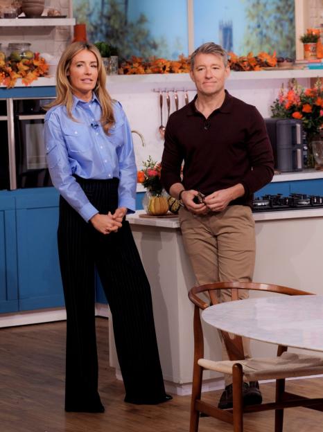 Television presenters Cat Deeley and Ben Shephard on the set of 'This Morning'.