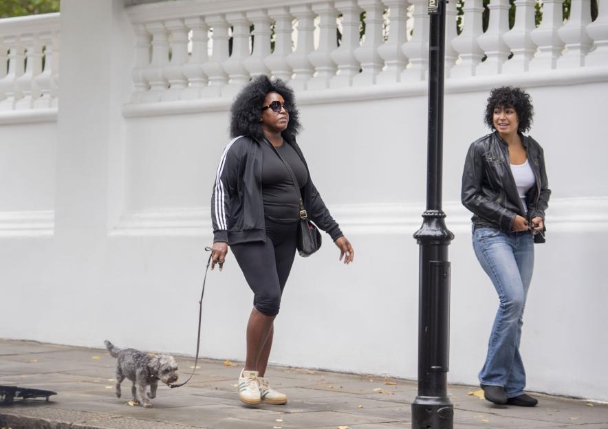 *EXC ALL ROUND* - 80s pop singer Mica Paris spotted out walking her dog along with her daughter Russia Mae in Notting Hill
