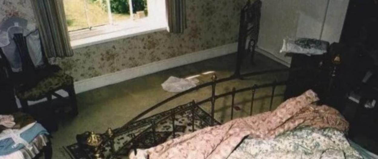 The bedroom crime scene at White House Farm.