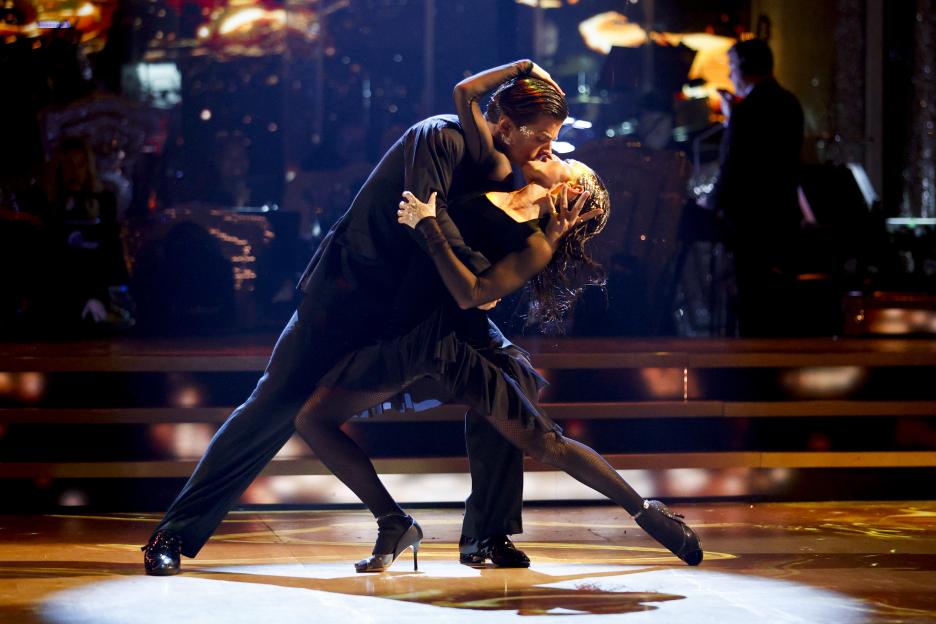Nikita Kuzmin and Amber Davies dancing on Strictly Come Dancing.
