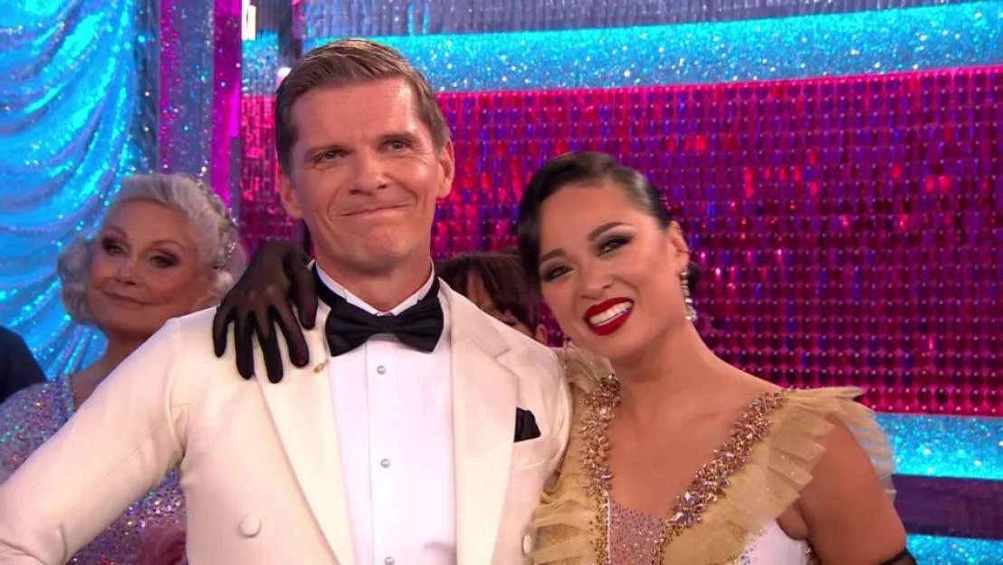 Nigel Harman looks peeved after receiving low marks with his dance partner Katya.