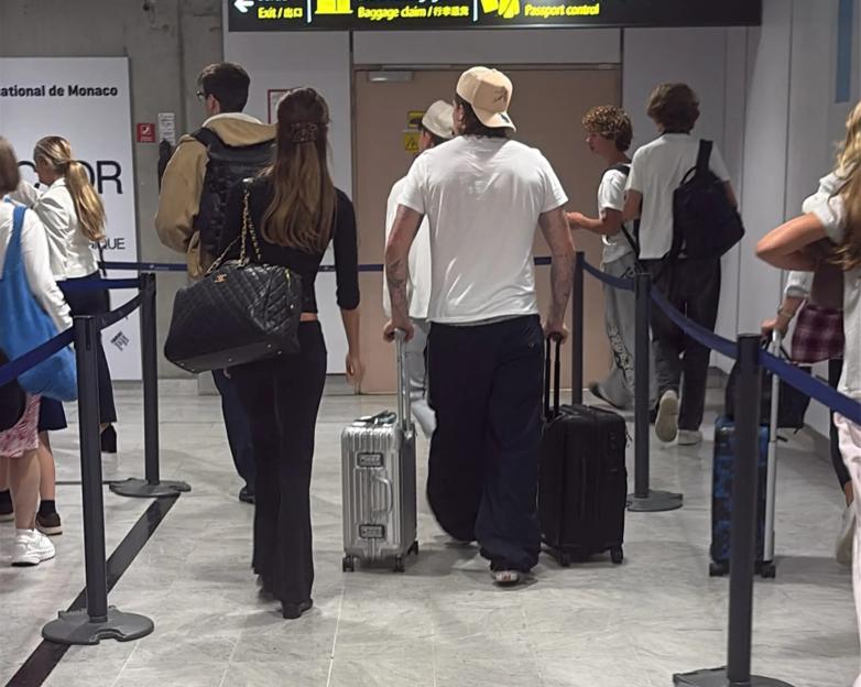 Brooklyn Beckham and Nicola Peltz arriving at Nice Airport.