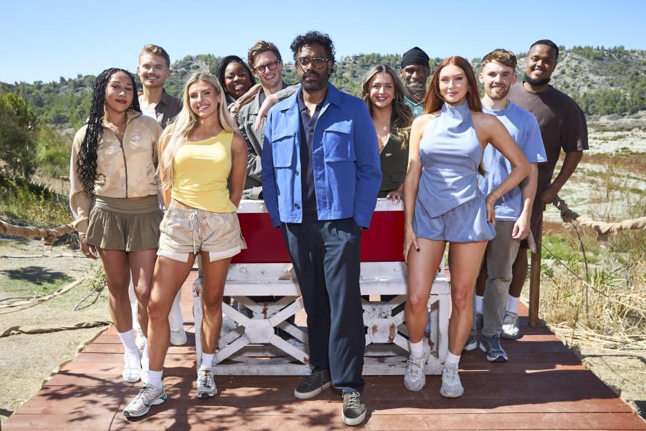 A TV still from "Would You Rather: Decide To Survive" featuring Ayame, Max Balegde, Chloe Burrows, Nella Rose, Max Fosh, Romesh Ranganathan, Bambino Becky, King Kenny, Elz the Witch, Stephen Tries and Chunkz.