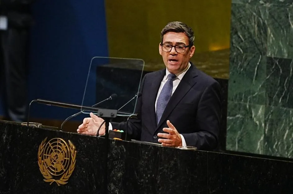 Prime Minister of the UK, Andy Burnham, addressing the UN General Assembly.