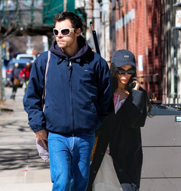 Harry Styles and Zoe Kravitz walk together in New York City.