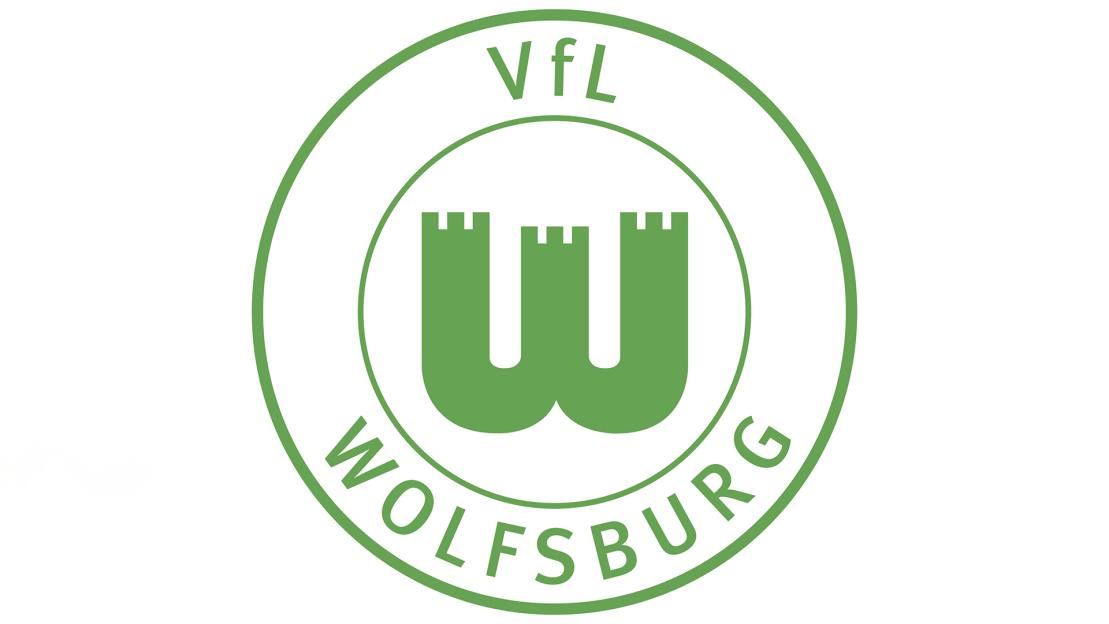 Illustration of the VfL Wolfsburg football club logo, featuring a green letter 'W' stylized as three castle turrets inside a circle, with 'VfL' above and 'WOLFSBURG' below.