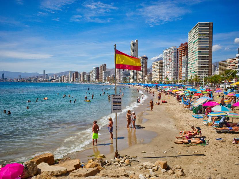 On the beach in spanish resort Benidorm