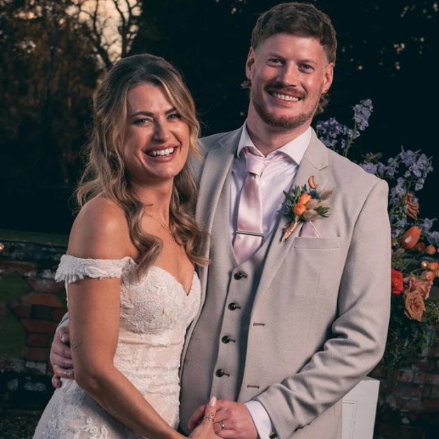 Newlywed couple on their wedding day.