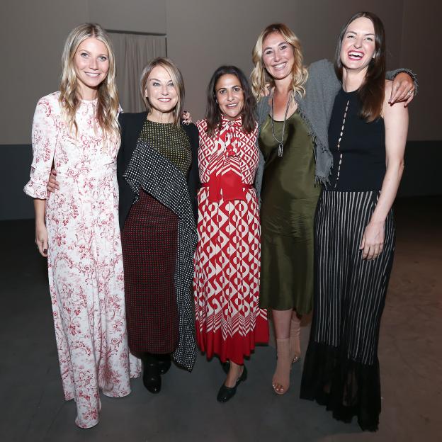 Gwyneth Paltrow, Jennifer Konner, Nicole Daedone, and Layla Martin posing with another woman.