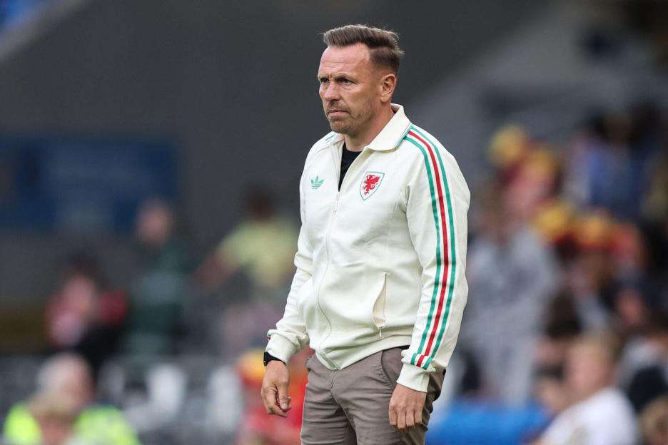 Craig Bellamy, manager of Wales, during a match at the Cardiff City Stadium.