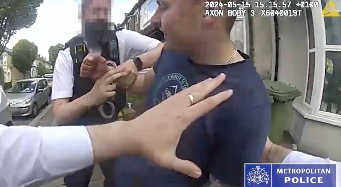Bodycam footage of police arresting a man who murdered a pensioner.