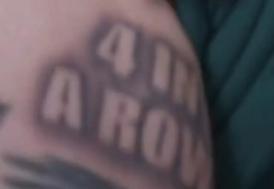 Kyle Walker's tattoo that reads "4 in a row".