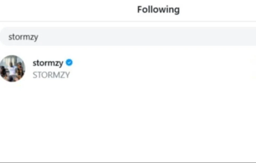 A popup on Maya Jama's Instagram account shows her following Stormzy.