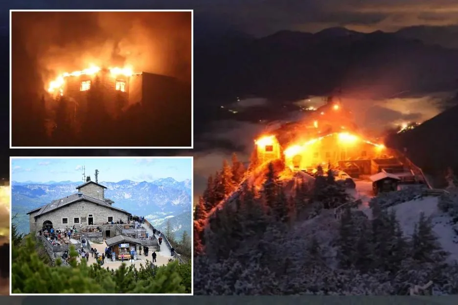 Nazi’s WW2 ‘Eagle’s Nest’ mountain guest retreat engulfed by flames in Germany – as suspect arrested