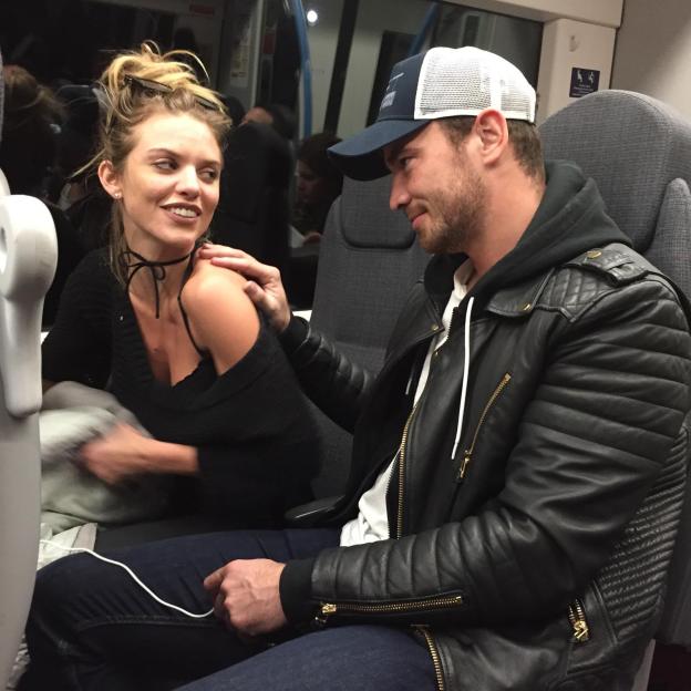 Actress Annalynne McCord and Danny Cipriani sitting together.
