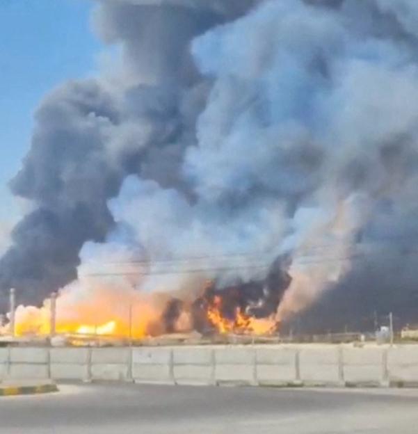 Smoke and fire rise near the South Pars gas field following an attack