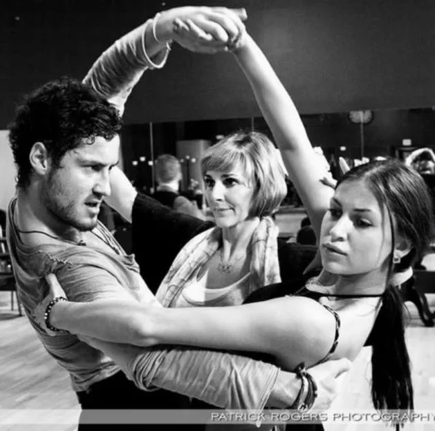 Shirley Ballas watching Giuseppe Nonnis and Dasha Chesnokova dance.