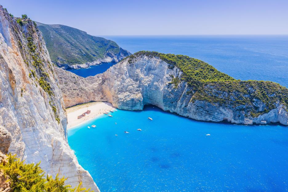 Navagio Beach with a shipwreck on Zakynthos island, Greece.